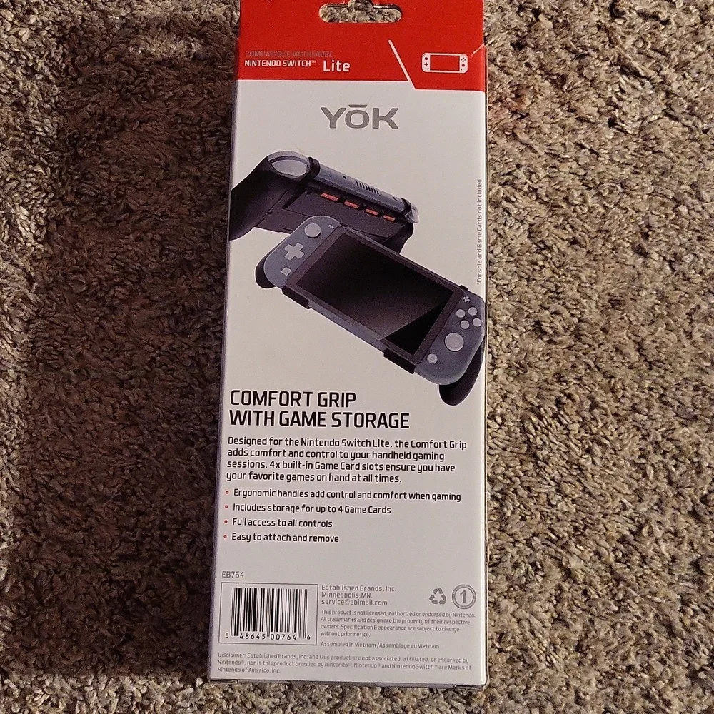 Yok Black Ergo Comfort Grip with Game Storage for Nintendo Switch Lite